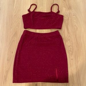 Zaful Two Piece Red Sparkle Set